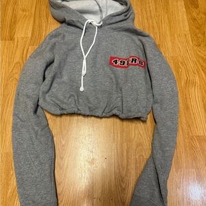 Gray 49ers Cropped  Vintage Hoodie